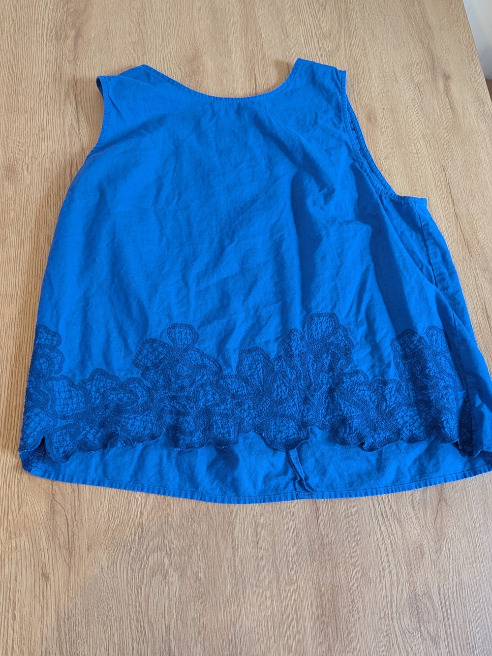 J. Crew Royal Blue Sleeveless Tank with Embroidered Hem